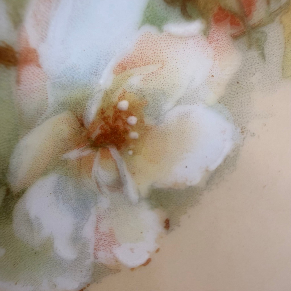 Royal O&EG Hand Painted Floral Serveware Plate 8 7/8 “ Beige Green Jann - Picture 4 of 7